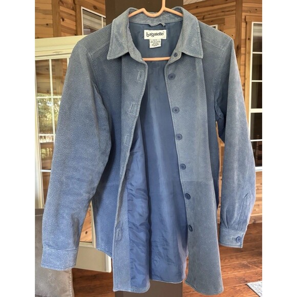 Bagadette Suede Shirt Jacket Women S Periwinkle Blue Button Down Lined - Picture 2 of 10